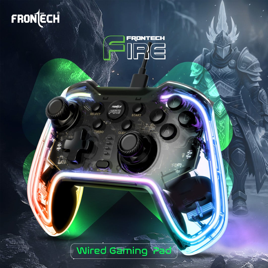 Frontech Fire Wired Gaming Pad | USB-C, Dual Vibration, RGB | PS3/PC/Android TV (GP-0001) Frontech Fire Wired Gaming Pad | USB-C, Dual Vibration, RGB | PS3/PC/Android TV (GP-0001)